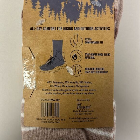 BORN Outdoor White Tan Burgundy White US W 4-10 Super Soft Wool Blend Socks 4pk - Picture 8 of 8